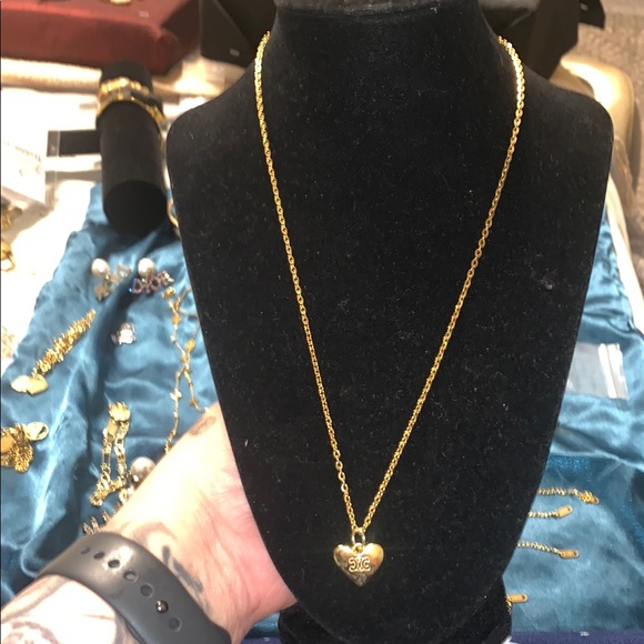 Celine Stamped Gold Heart Pendant Necklace - Picture 1 of 4